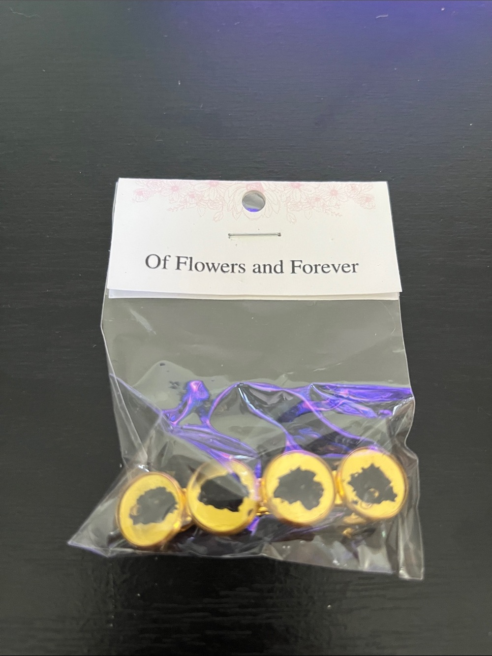Goldtone with Black Dried Flowers Hair Barrette